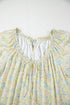 Charming Floral Print Frilled Half Sleeve U Neck A-Line Dress